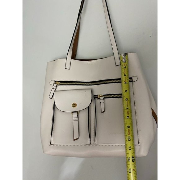 Calvin Klein Cream Leather Shoulder Bag - Picture 6 of 16